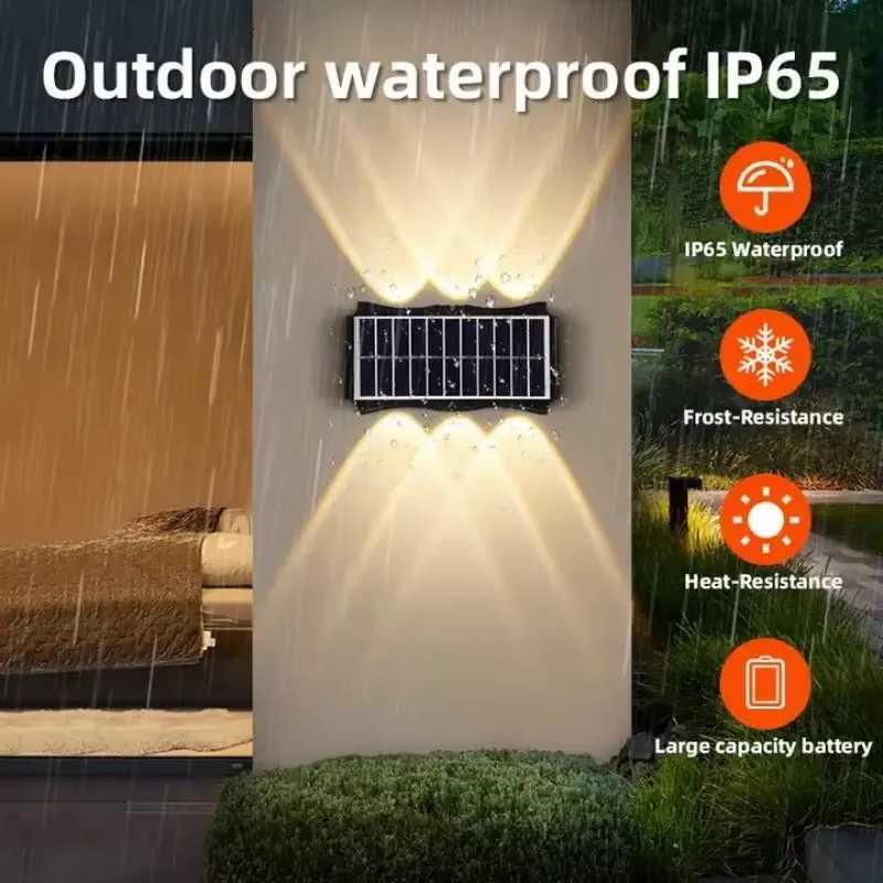 Solar Wall Lamp Outdoor Solar LED Light Waterproof Up And Down Luminous Lighting Balcony Yard Garden Decoration LightsM251127