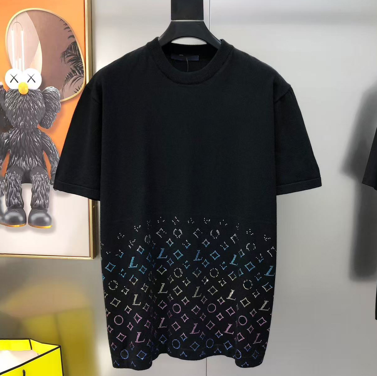 High quality men's designer clothing, fashionable knitted materials, men's T-shirts and polo shirts, men's T-shirts, summer street loose men's clothing