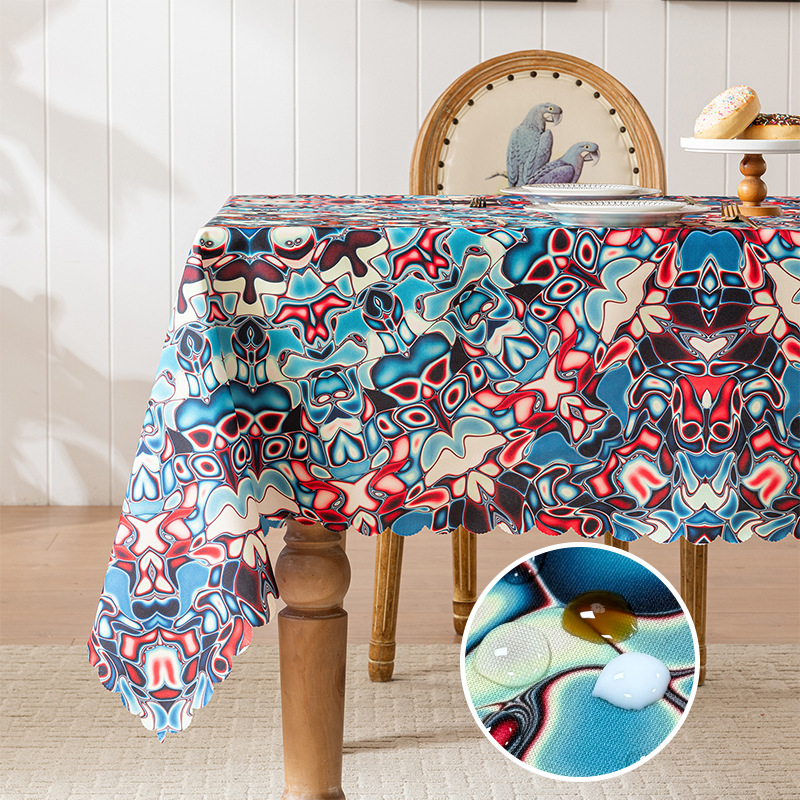 T0431 New Color Tassel Tablecloth Printed Dustproof Tablecloth Waterproof Household Rectangular Tea Table Cover