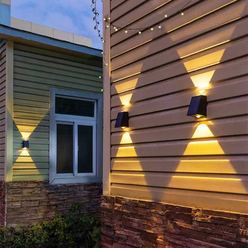 LED Outdoor Solar Wall Light Up And Down Luminous Garden Lamp Villa Courtyard Porch Street Decorative Lighting Wall Washer LightM251127