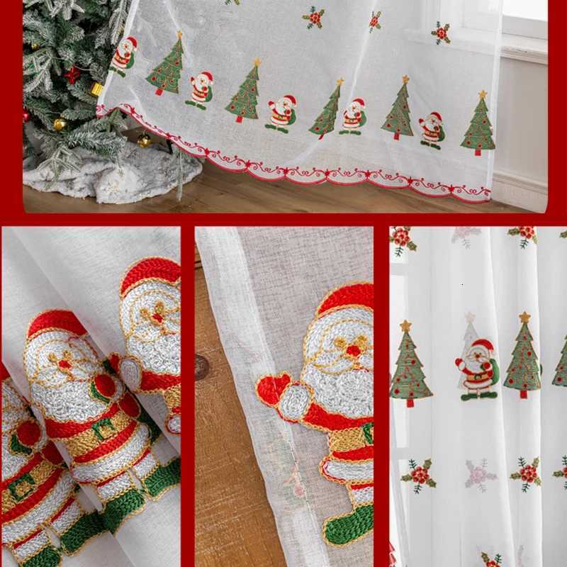 Curtain Christmas Christmas Window Curtains For Living Room Decoration Tulle Lounge Bedroom Sheer Curtains Home Interior White Cover Curtains Y251126