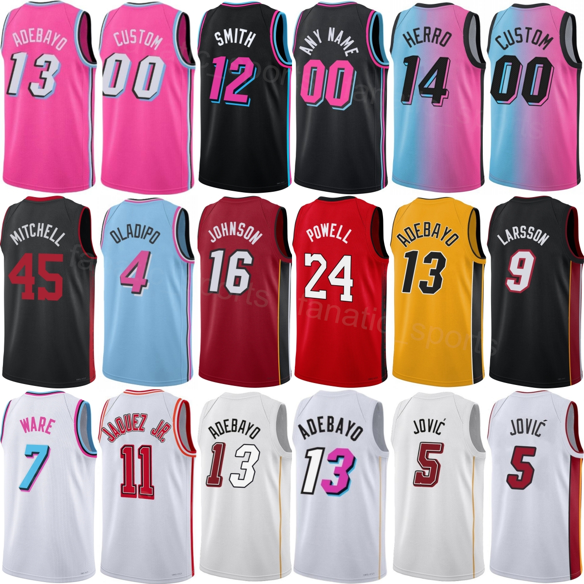 Prined Man Jaime Jaquez Jr Jersey 11 Basketball 2026 City Norman Powell 24 Bam Adebayo 13 Andrew Wiggins 22 Simone Fontecchio 0 Kelel Ware 7 Davion Mitchell Kid Women