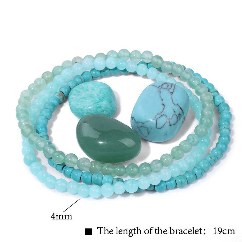 3pcs/set 4mm Natural Stone Beadss With Raw Stone Aventurine Turquois Rose Quartzs Meditations For Women Men C251105