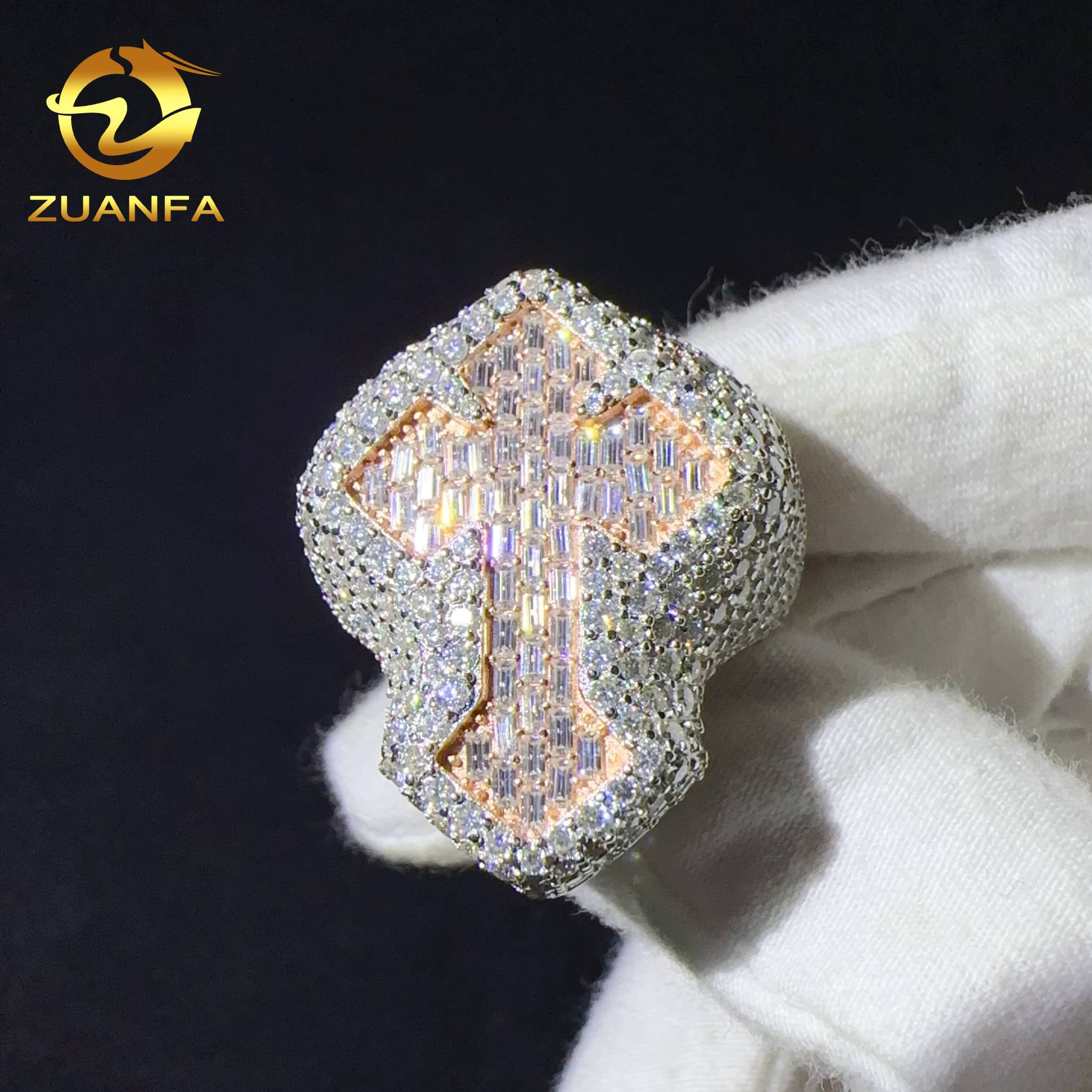 Iced Out Hip Hop Jewelry Men Diamond Ring 925 Sterling Silver High Quality Luxury Custom Moissanite Ring
