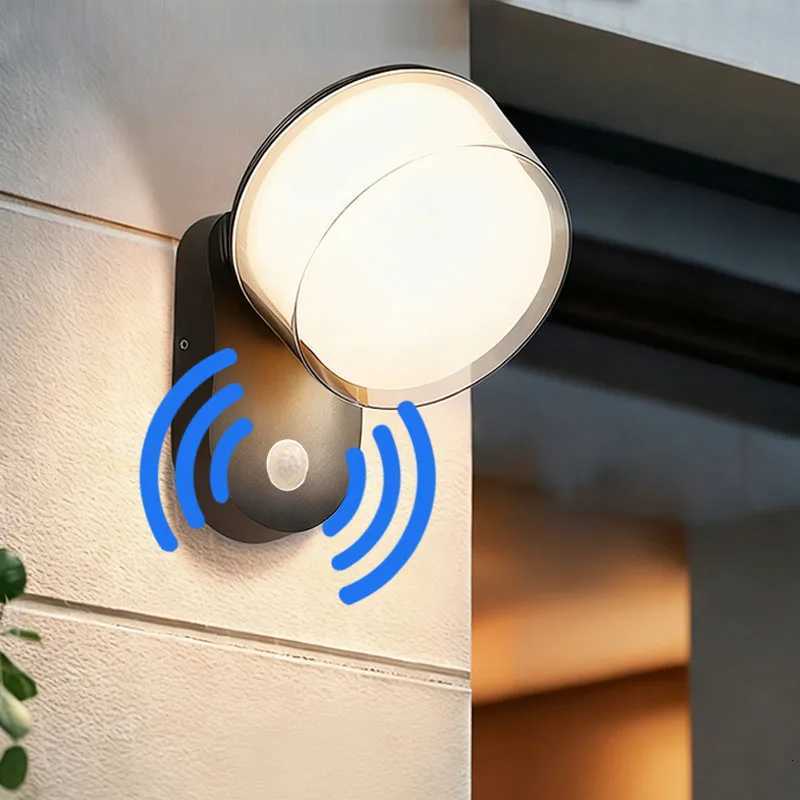 LED Outdoor Wall Light IP65 Waterproof Motion Sensor Wall Lamps Porch Balcony Garden Street Lights Corridor Home Decor LightingM251127