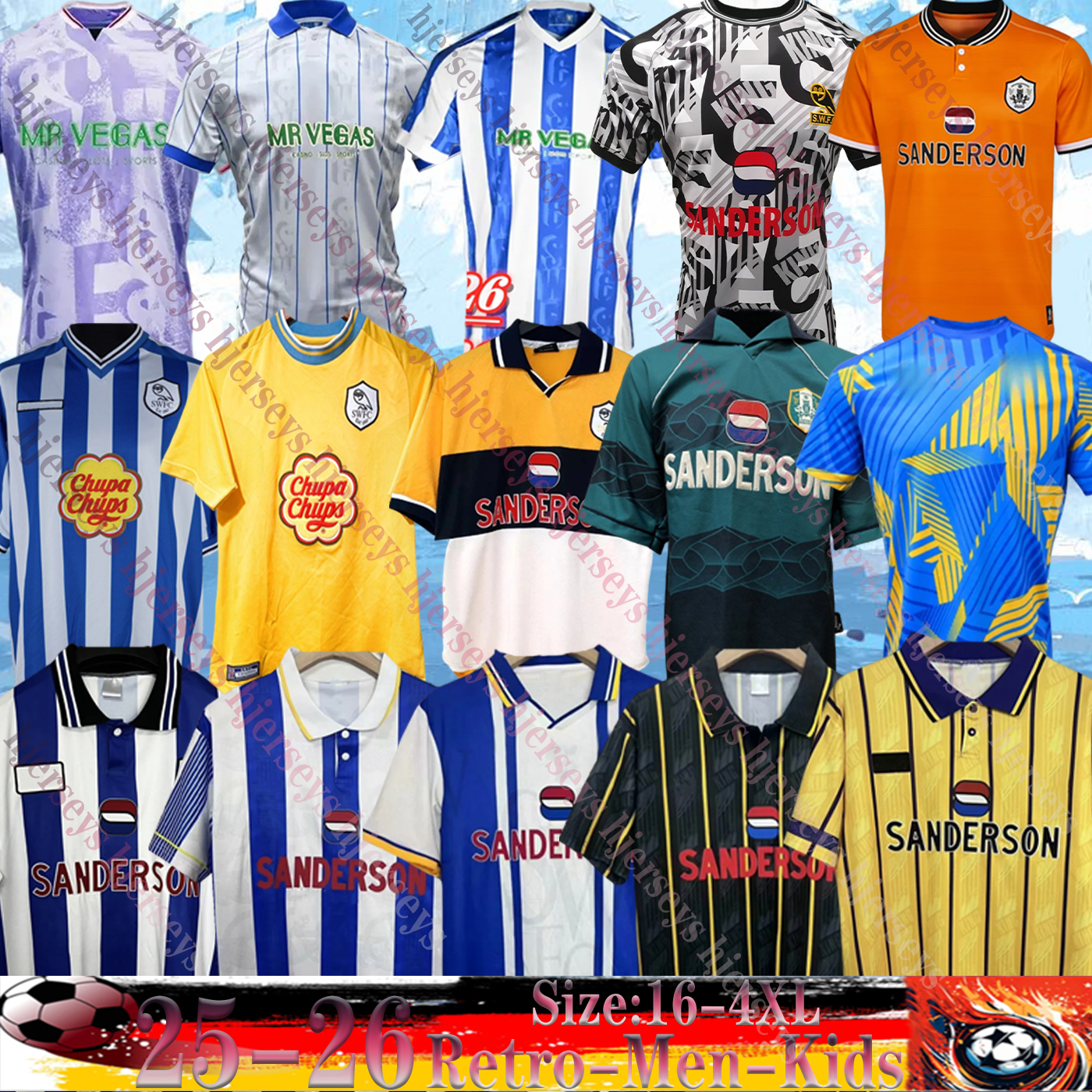 25 26 Sheffield Wednesday soccer jerseys Retro 91 93 94 95 97 98 99 01 Will Vaulks Callum Paterson Michael Smith Tyreeq Bakinson Mallik Wilks Men kids kit football suits