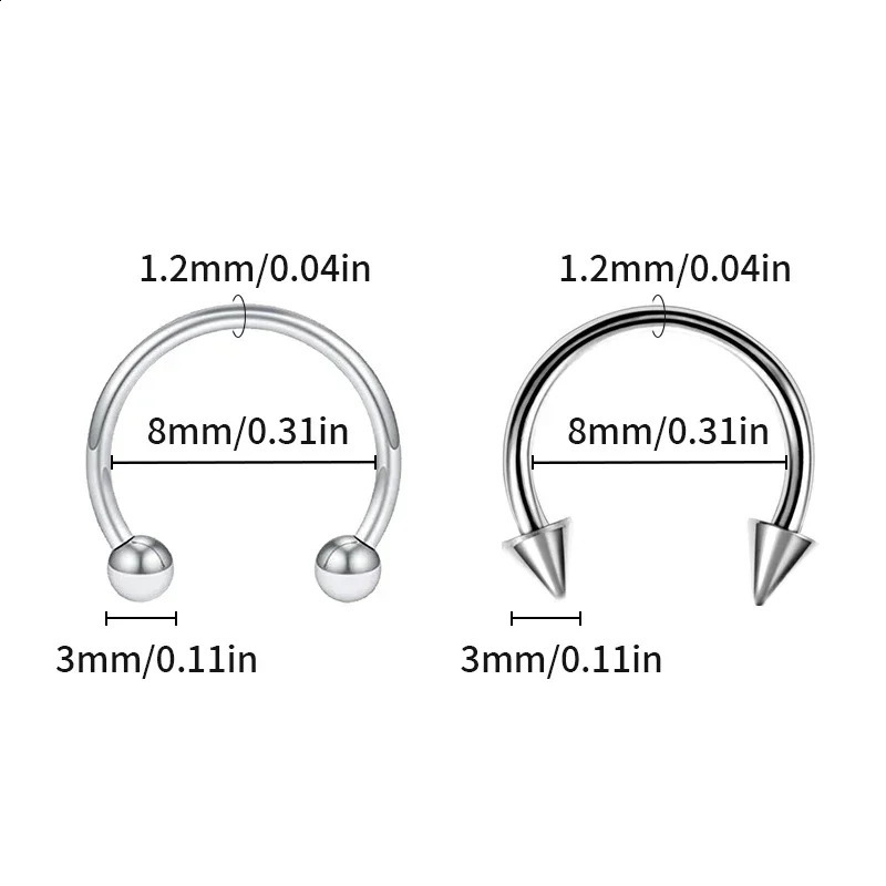 36pc/set Stainless Steel Septum Piercing Nose Ring Cartilage Earrings For Women Men Body Jewelry Punk Accessories Body Jewelry 250427