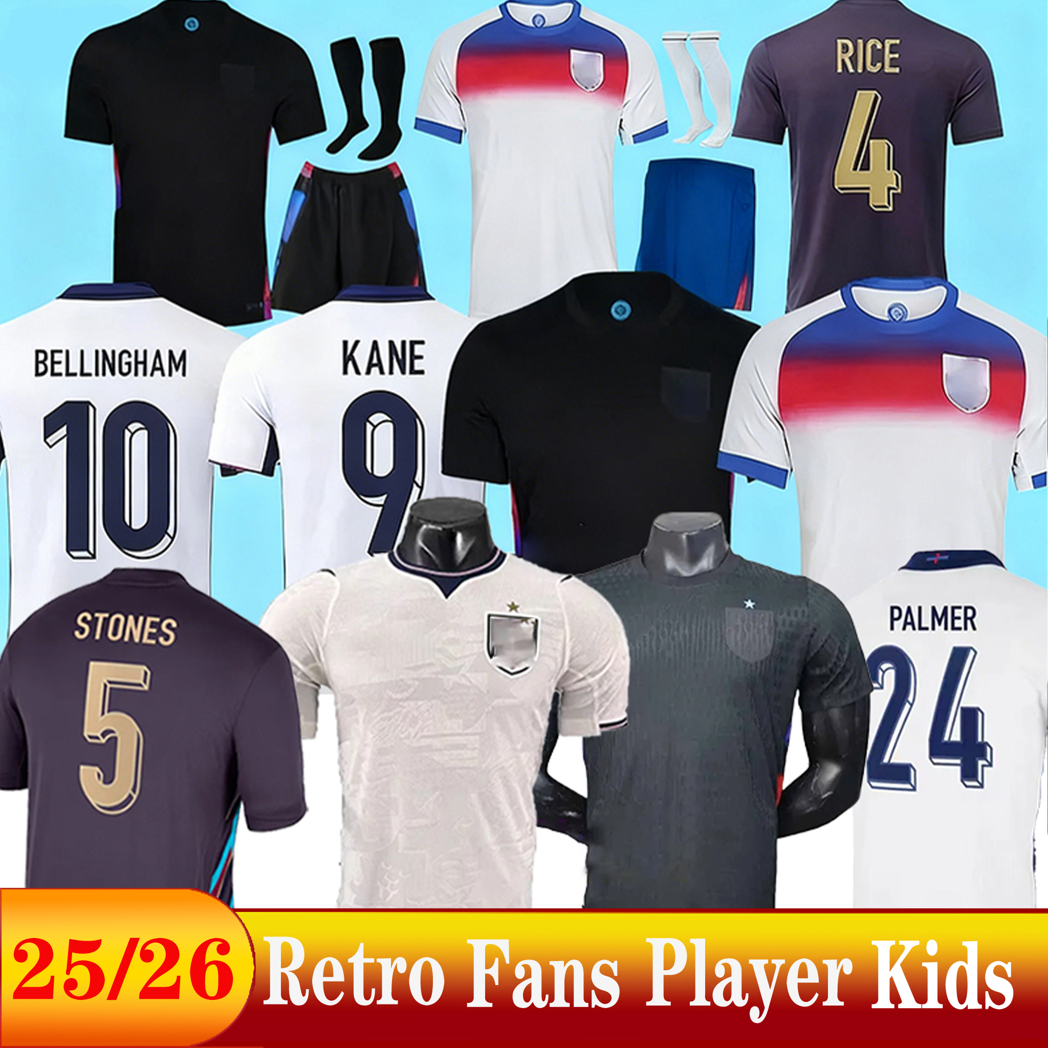 2026 World Cup England Football Shirt 25 26 27 BELLINGHAM Football kits Soccer Jersey RASHFORD KANE SAKA RICE FODEN National Team Kid Women Men Kids Kit