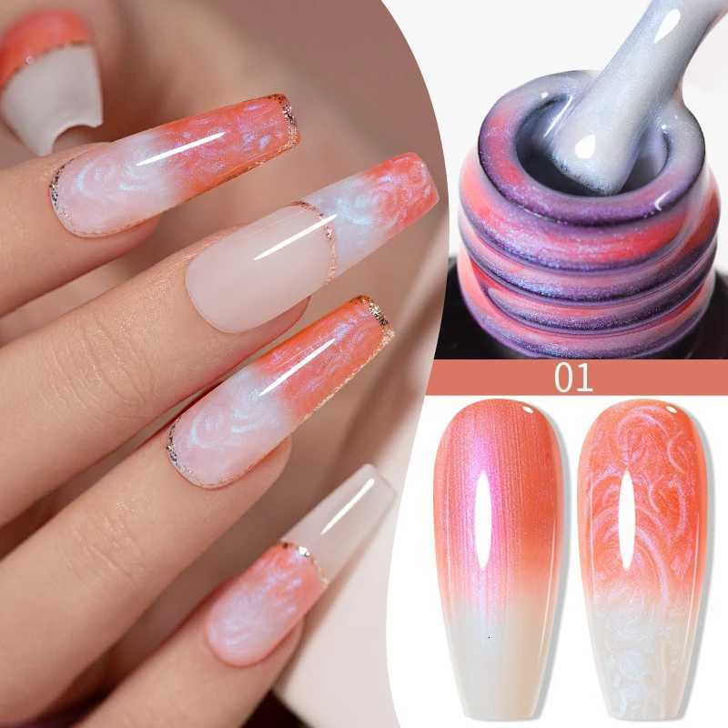 75ML Temperature Color-Changing Shell Tread Glitter Gel Nail Polish Red Blue Purple Thermal Nail Gel Soak Off UV Nail VarnishT251127