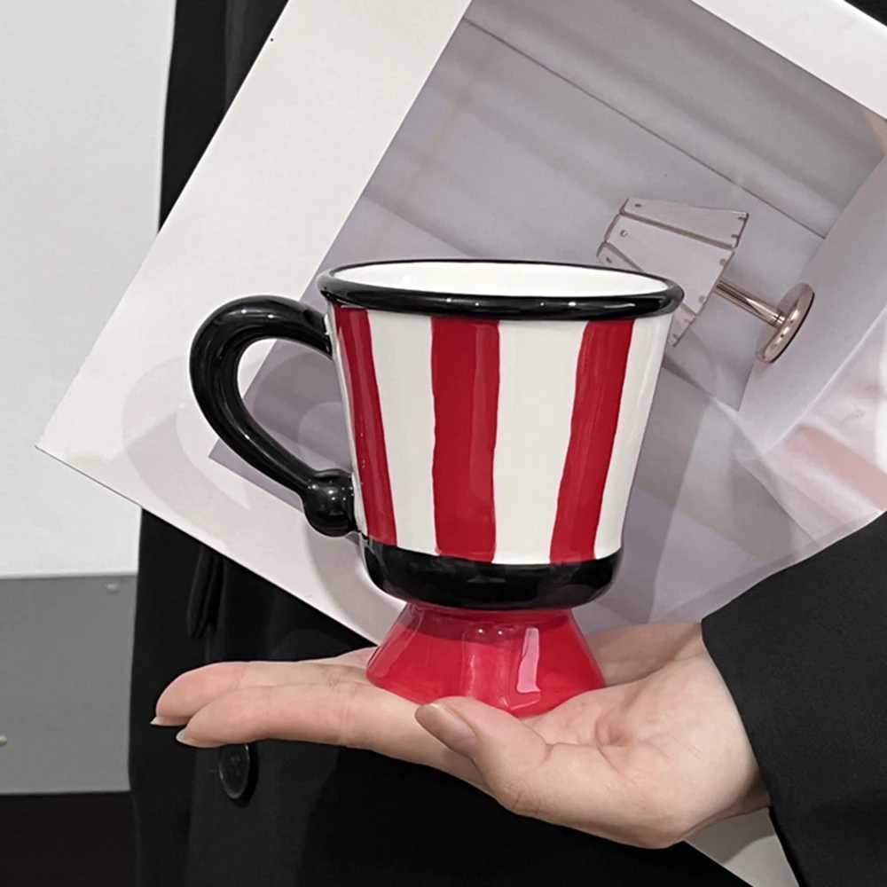 250ml Striped Ceramic Mug Home Office Drinking Cups Creative High Coffee Milk Mugs Personality Splicing Color Pattern Couple Cup C251127