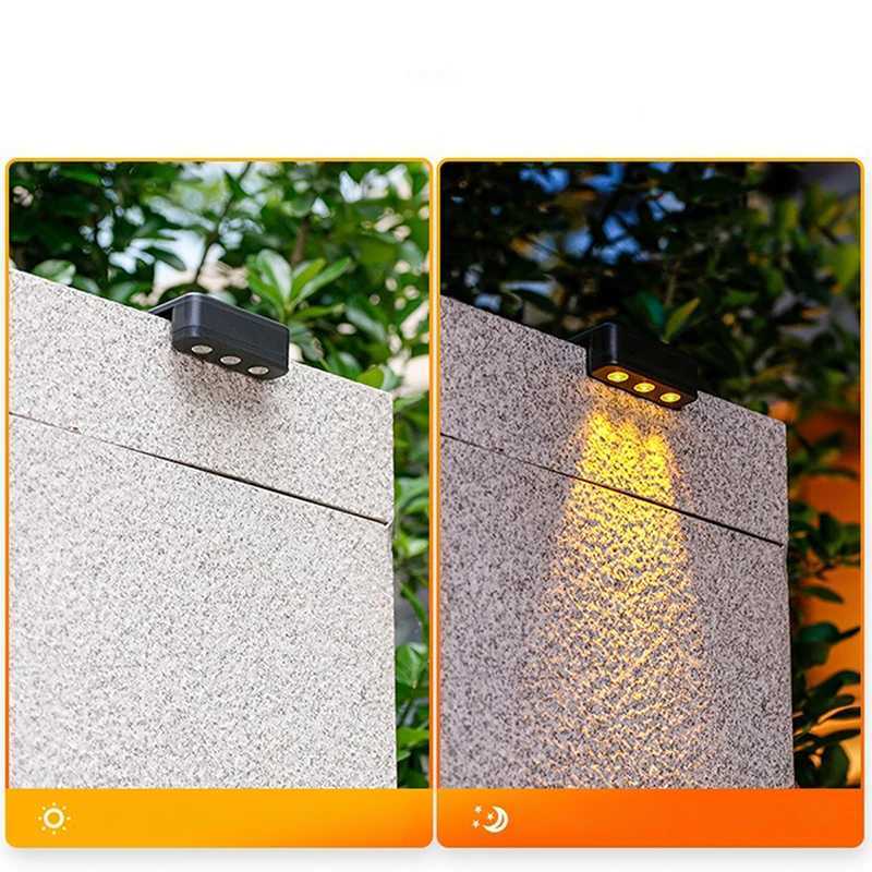 1/2/4Pcs 3LED Outdoor Solar Garden Lights Waterproof Stairs Wall Lamp Balcony Decorative For Yard Lighting Solar Powered LampsM251127