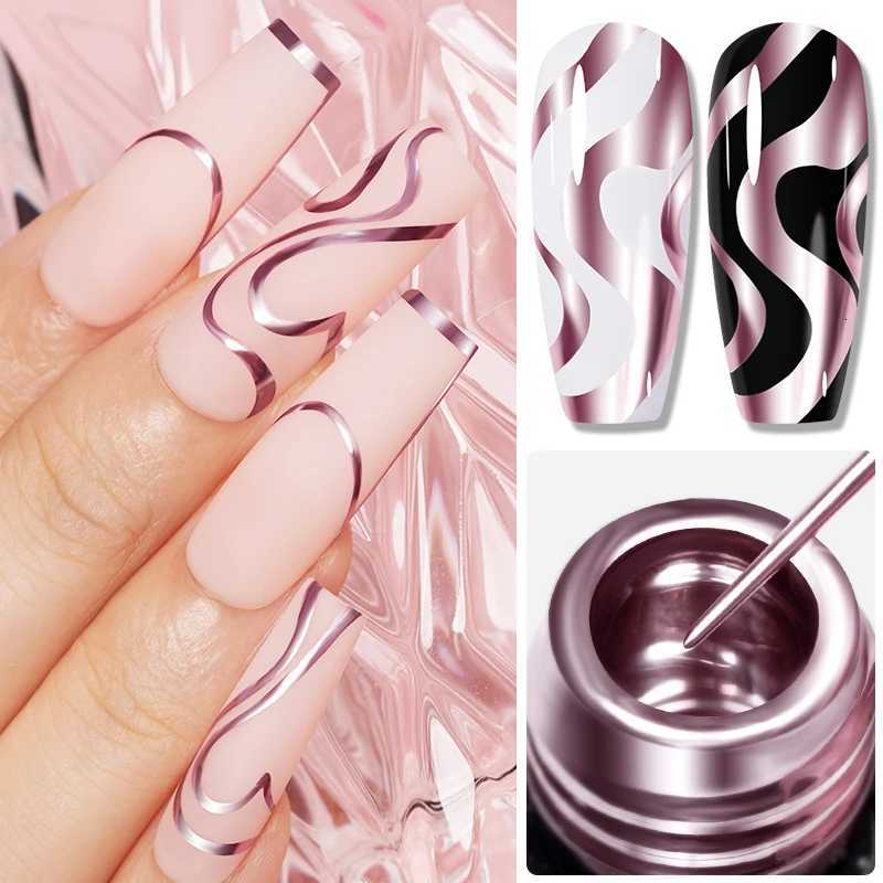 PUENTE 5ml Metallic Painting Liner Gel Polish Bright Mirror Effect Semi-Permanent UV Nail Varnish For Stunning French Nail ArtT251127