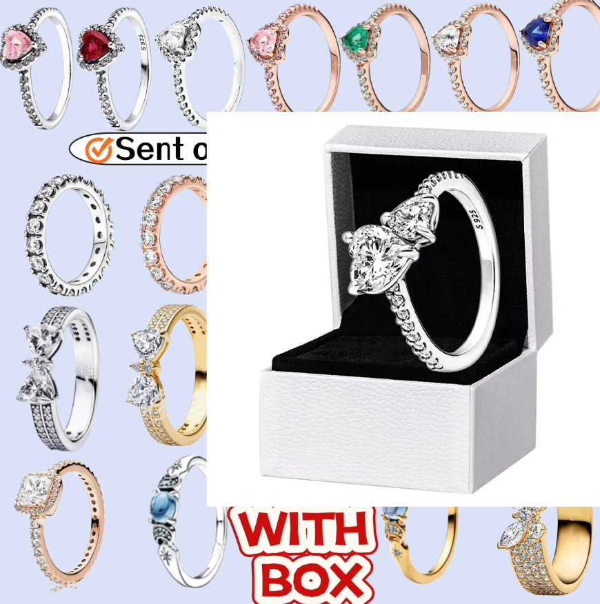 With box High quality 100% 925 Sterling Silver fit pandra Ring Jewelry gold new sublime heart ring Engagement Lovers Fashion Wedding Ring For Women