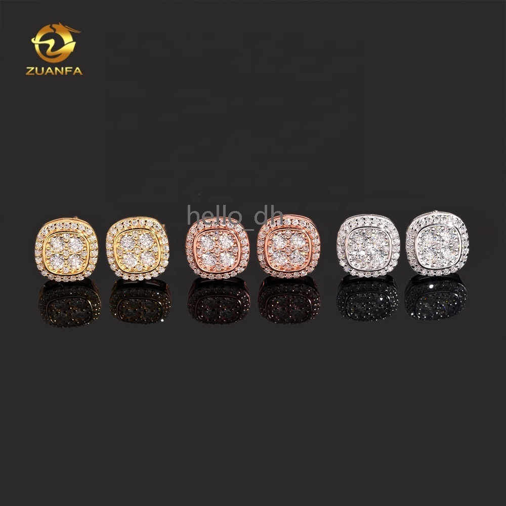Pass Diamond Tester Hip Hop Iced Out Jewelry Fashion 925 Silver Moissanite Earrings for Men