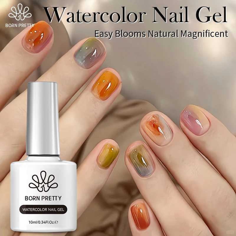 BORN PRETTY Clear Blooms Gel 10ML Soak Off Watercolor Nail Gel Polish for Spreading Effect Marble Gel Nail Polish Painting NailsT251127