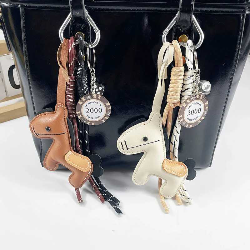 Womens Bag Charm Decoration Cartoon Rocking Horse Womens Leather Charm Bag Key Chain Cute Bag Accessories GiftsT251127