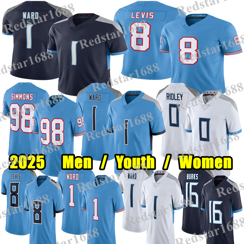 #1 Cam Ward Football Jersey #8 Will Levis Ridley L'Jarius Sneed Tyjae Spears Tony Pollard Treylon Burks Earl Campbell Calvin Ridley Warren Moon Jeffery Simmons jersey