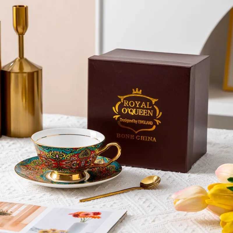 Large capacity mug light luxury retro bone china water cup European style creative coffee cup office Tea cup Christmas Gift C251127