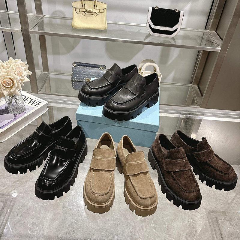 6cm platform heels designer shoes designer women loafers womens luxury shoes suede leather slingle shoes woman dress shoes classic hardware buckle large shoes 35-42
