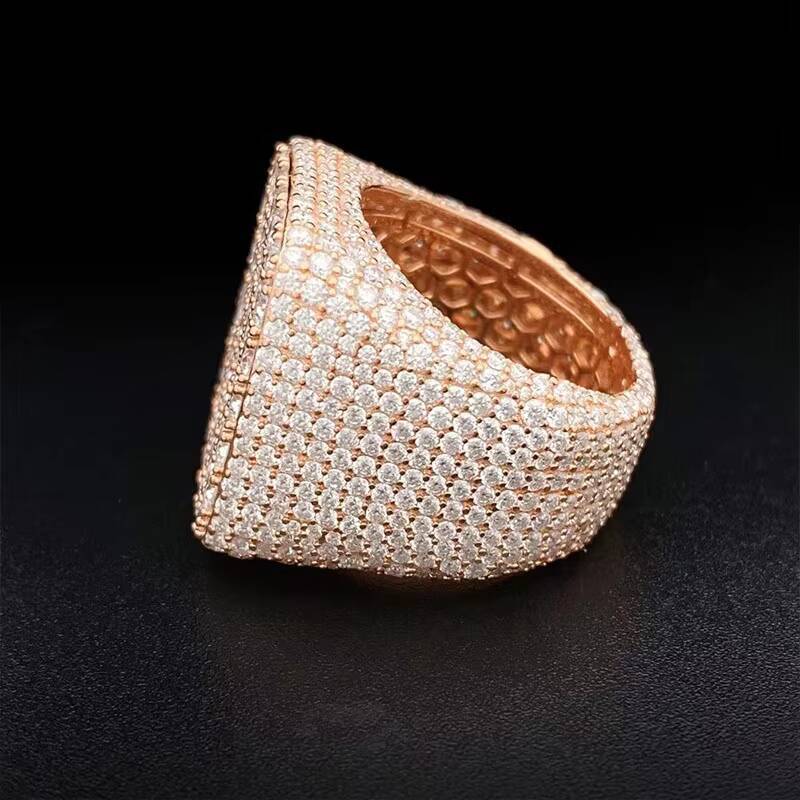 Iced Out Gold Plated 925 Sterling Silver Hip Hop Ring Fine Jewelry Vvs Moissanite Diamond Hiphop Ring