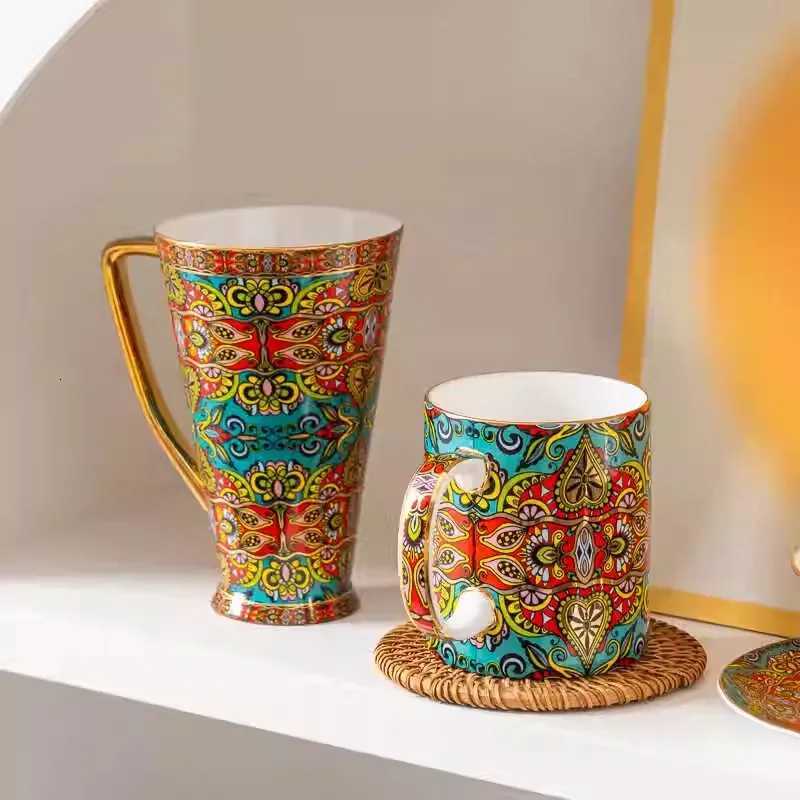 Large capacity mug light luxury retro bone china water cup European style creative coffee cup office Tea cup Christmas Gift C251127