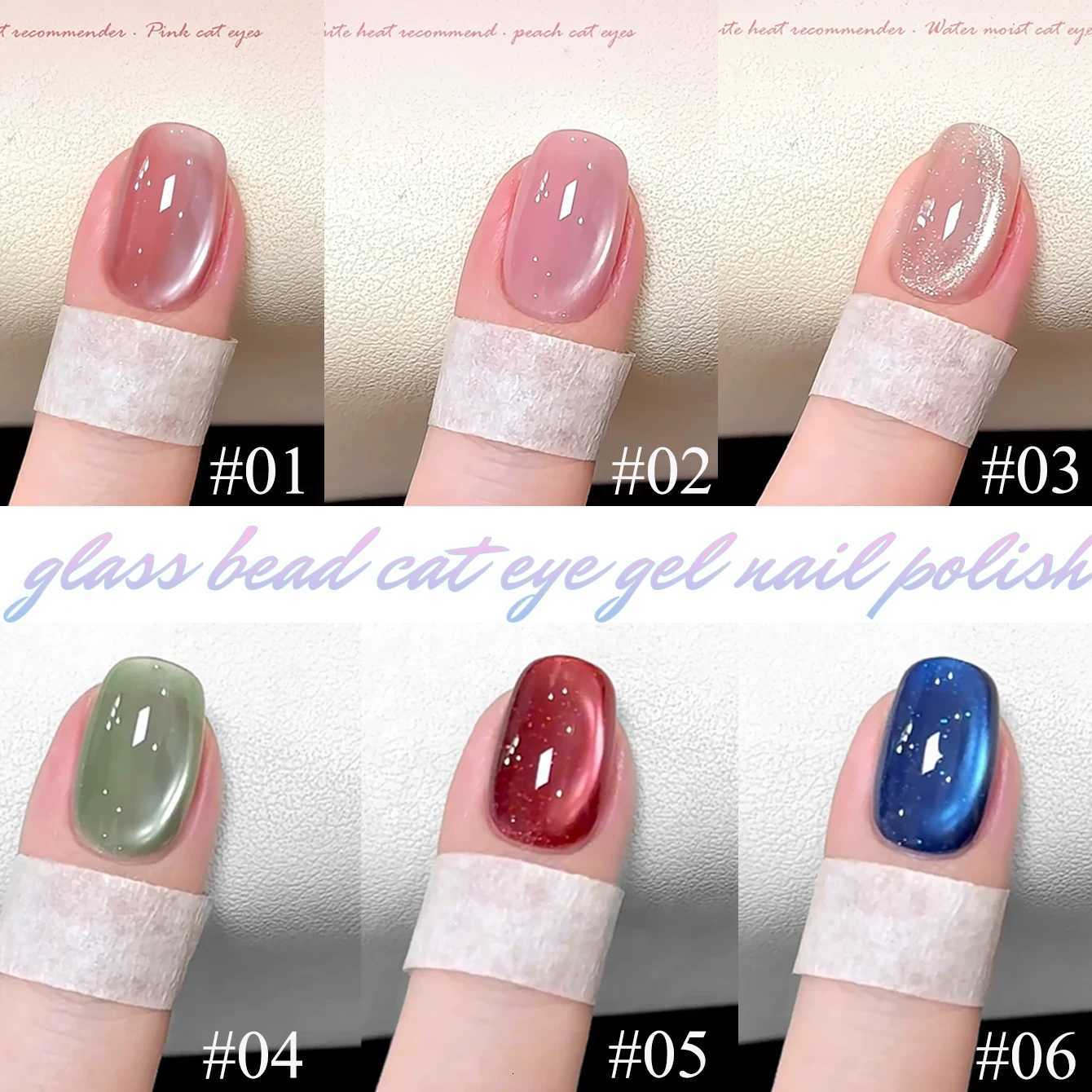 1-24pcs WS Summer Ice Transparents Pink Blue Glass Bead Cat Eye Gel Nail Polish 2025 New Style Nail Salon Nail Art Nail SuppliesT251127