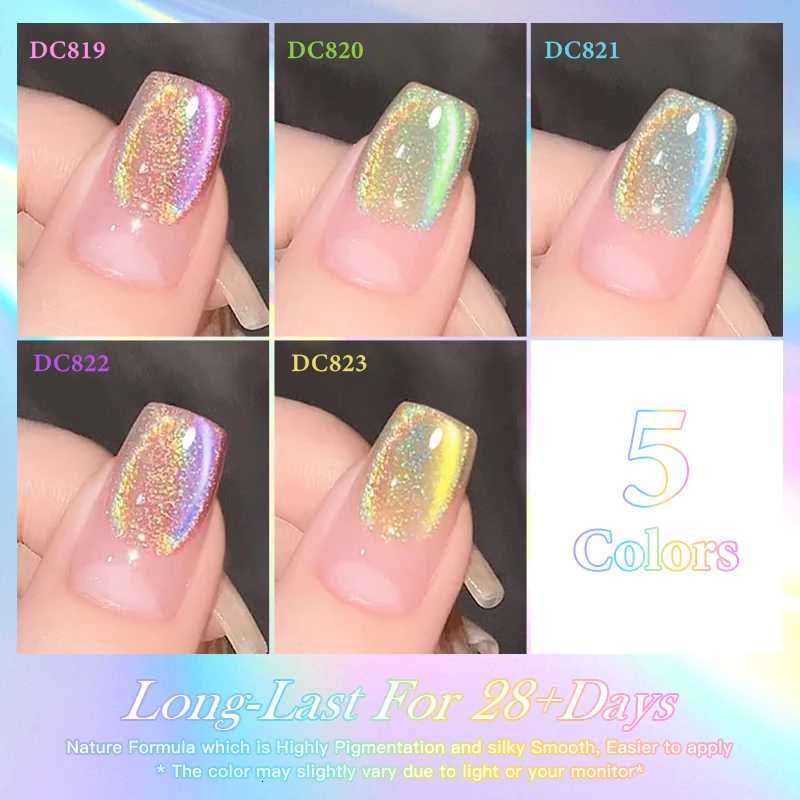 7ML Rainbow Aurora Cat Magnetic Nail Gel Polish Sparkling Glitter Double Light Shining Holographics Semi Permanent Laser VarnishT251127