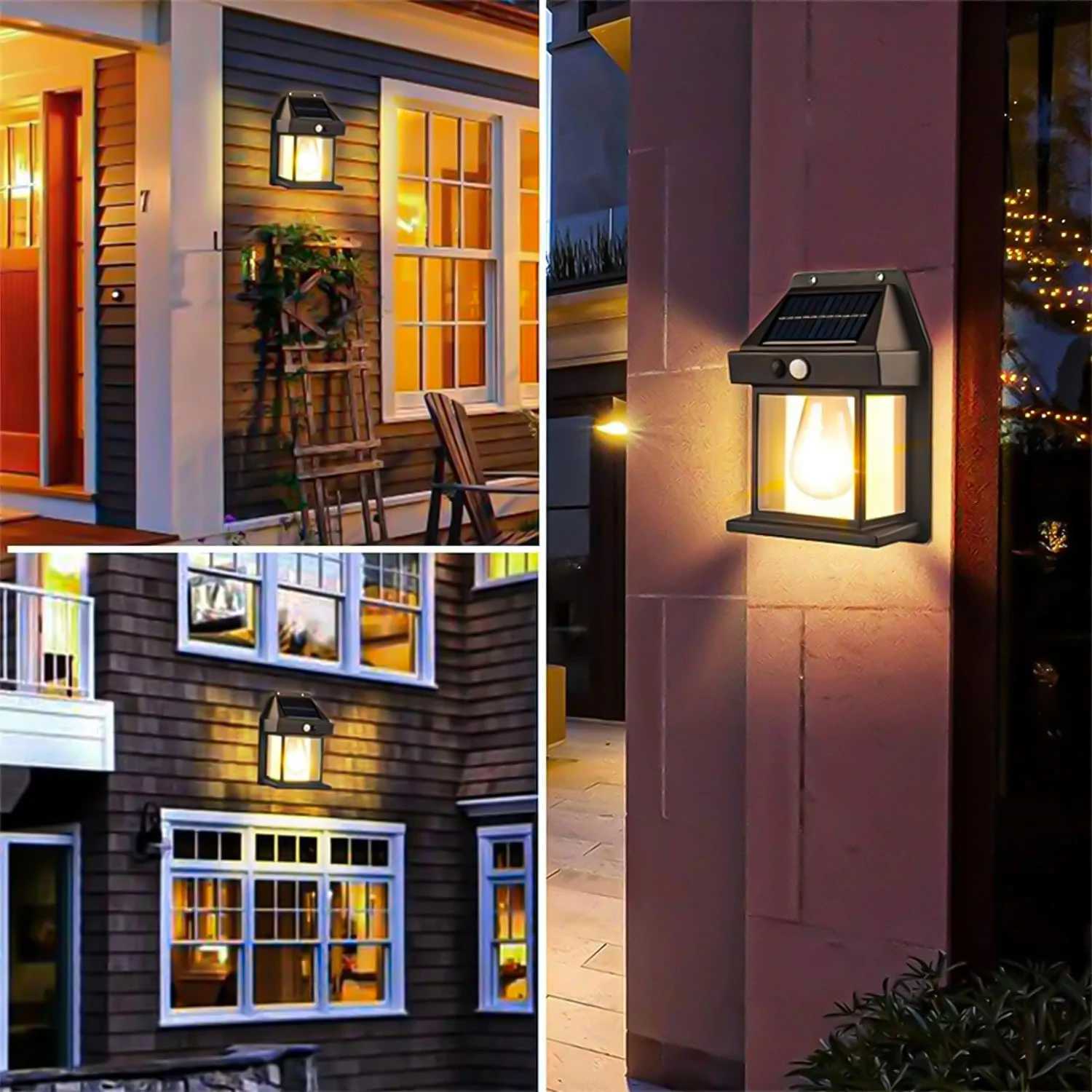 Motion Sensor Solar Tungsten Alloy Night Light Intelligent Wall Light with 3 Lighting Modes Waterproof Courtyard Decoration LigM251127