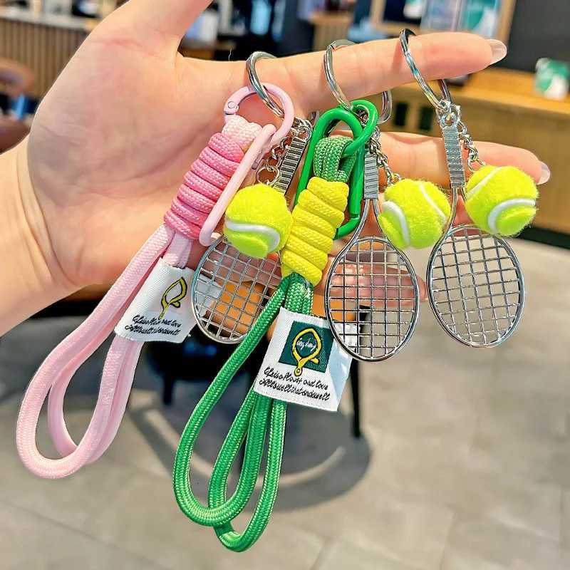 Tennis Hand Rope Keychain Heart Shape Beaded Pendant Bag Charm Couple Accesories GiftT251127