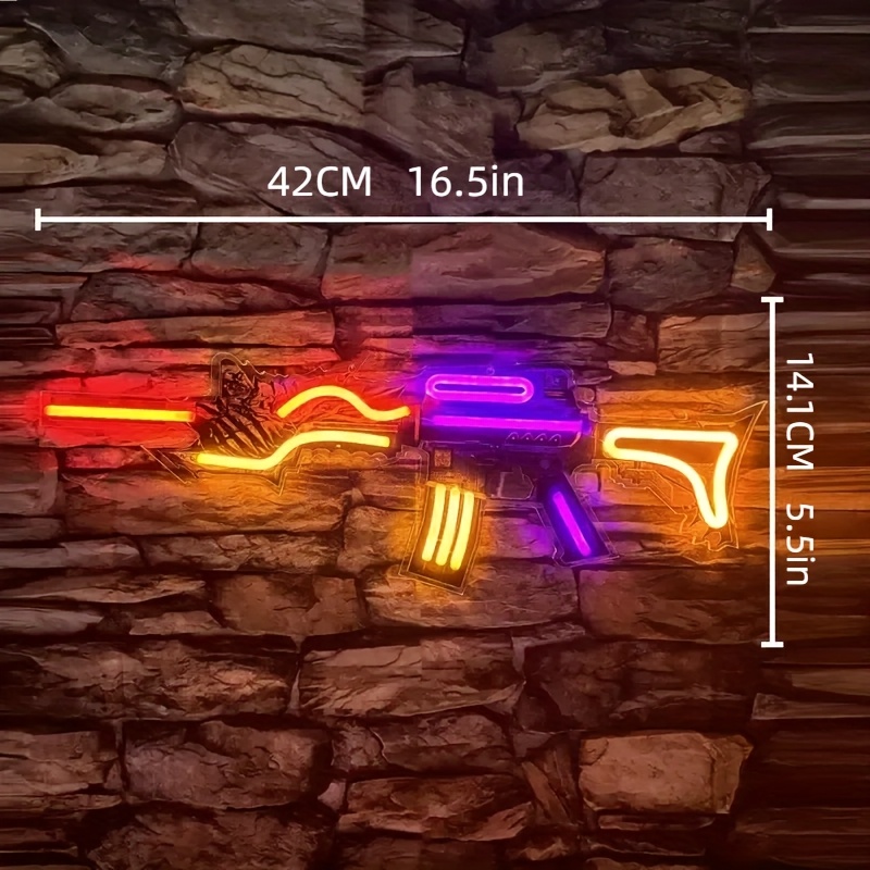 AK47 pistol-shaped neon light; UV printing design; suitable for game room, men's leisure room, living room, bedroom, gun shop; wall atmosphere de