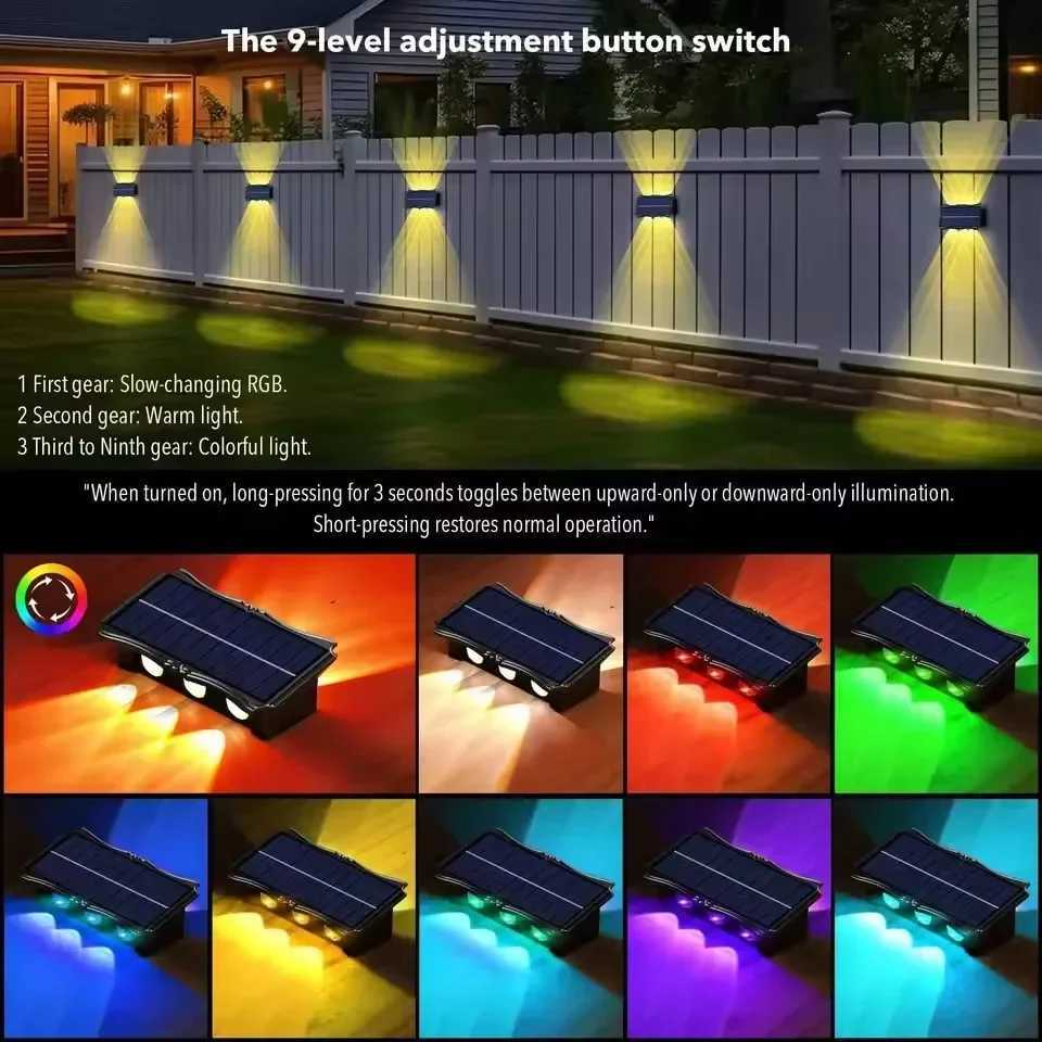 Wall Lamp Led House Outdoor Solar Waterproof Up And Down Luminous Lighting Balcony Yard Decoration Garden Exterior Wall LightM251127