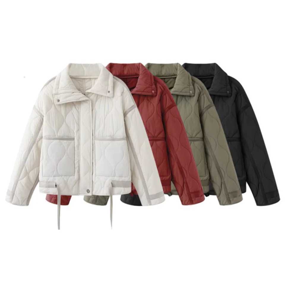 autumn and winter new womens clothing womens stand-up collar quilted casual cotton coat loose large pocket jacketXJ251127