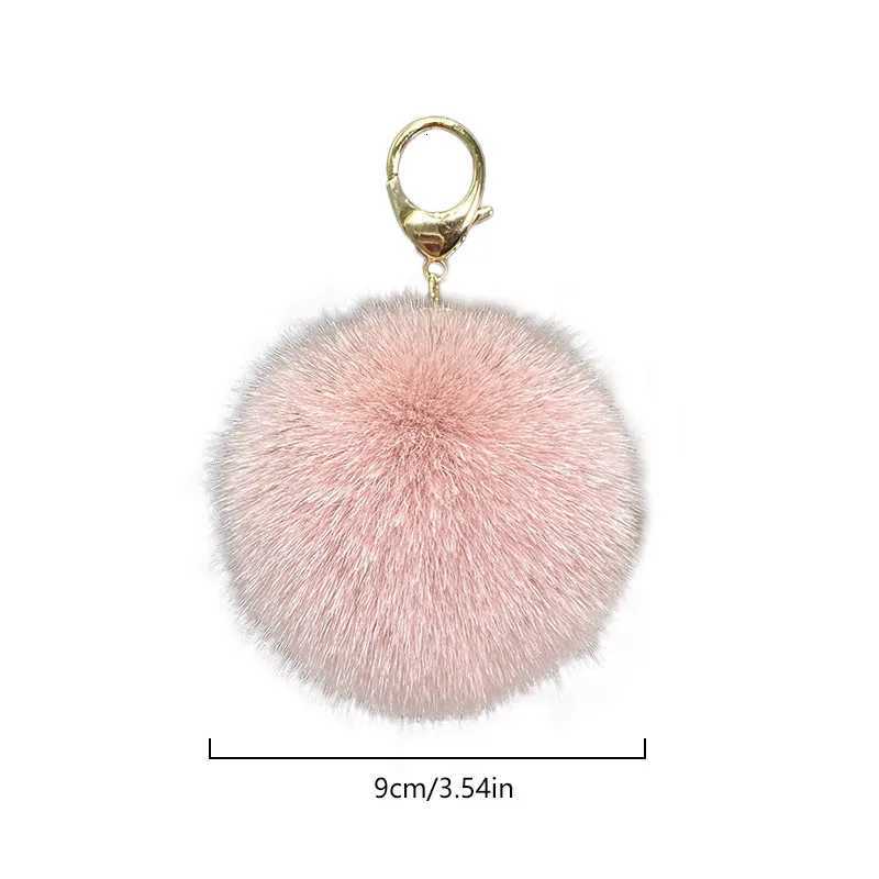 Big 9cm Fluffy Real Fox Fur Ball Pom Poms Natural Fur Pompom Leather Strap Keychain Key Chain Ring Pendant For Women CharmT251127