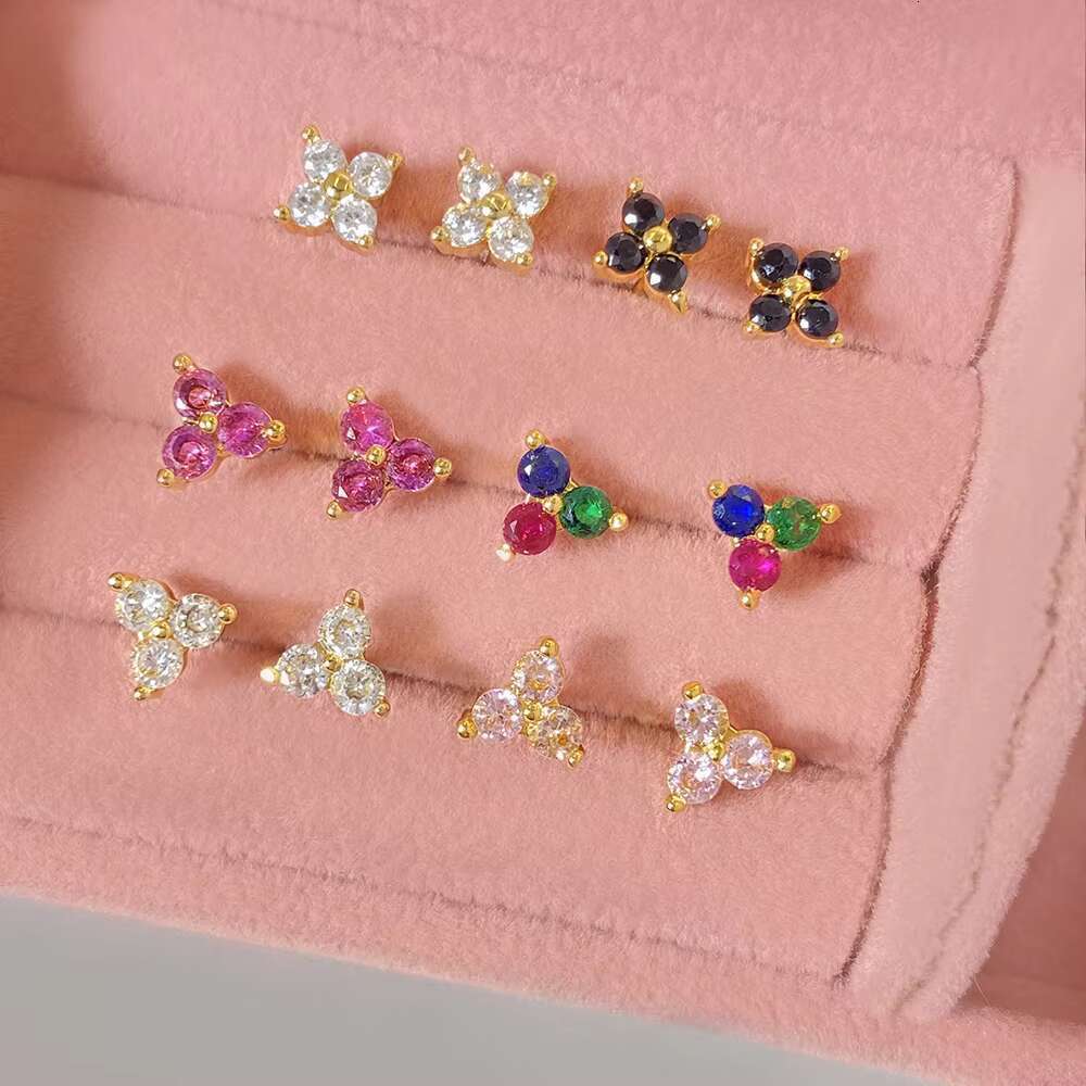 DHCollections Girl Fine Jewelry Sweet Factory Custom Multi Color Stone Black Gold Plated Sterling Sier Mini Stud Earrings for Kids