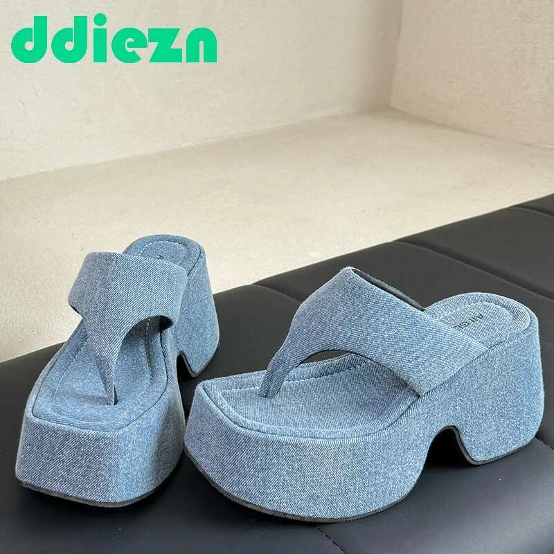 Pumps Flip Flops For Ladies New 2025 Female Footwear Platform Wedges Women Slippers Fashion Slides Heels Shoes