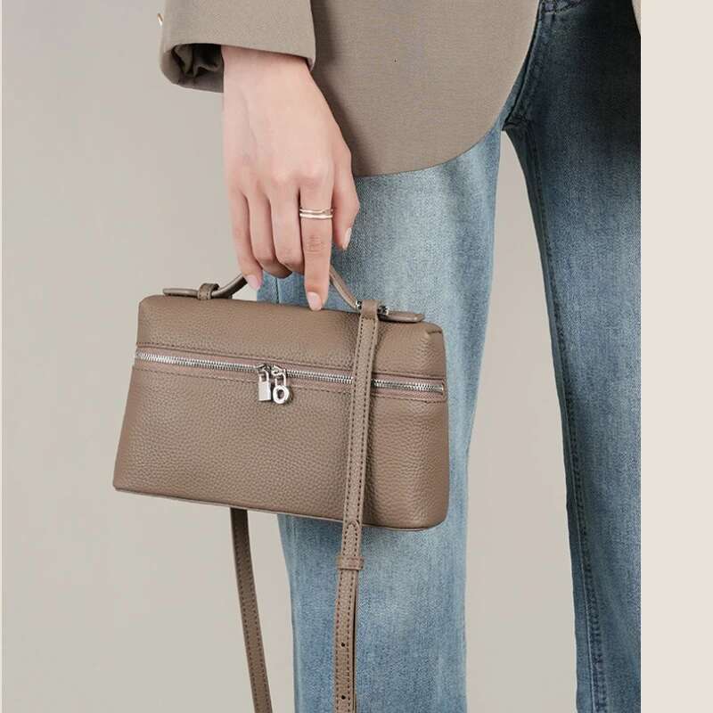 Head Layer Cowhide Lunch Genuine Leather Women's Same Style Hand-Held Box Bag, Crossbody Small Bag