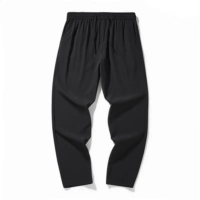 Mens ice silk wide leg pants thin mens black comfortable quick drying pants summer loose casual street loose pants 250427