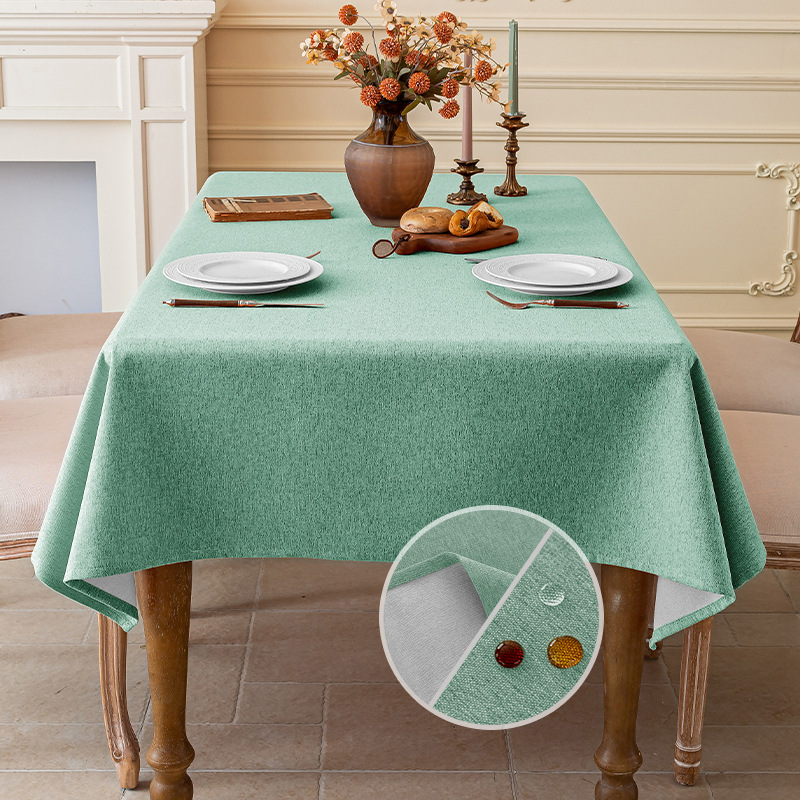 A837 cotton and linen three-proof tablecloth waterproof and dustproof solid color new Chinese rectangular tablecloth coffee table tablecloth