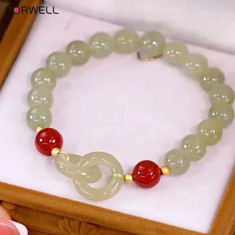 FORWELL Natural Hotan Jade Elastic Luxury Exquisite Jewelry Couple Beaded Festival Gift for Men and Women C251105