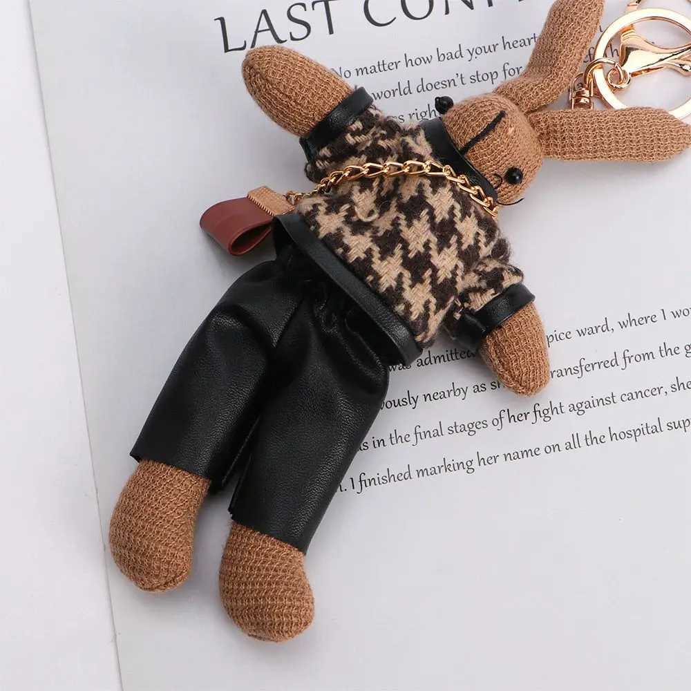 Korean creative Lady Rabbit Keychain cute long foot rabbit exquisite doll car key chain bag Pendant GiftT251127
