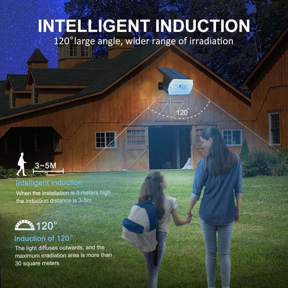 LED Solar Garden Lights 60LED Security Lights Outdoor Motion Sensor Solar Landscape Spotlights 3 Modes Waterproof Yard WallM251127