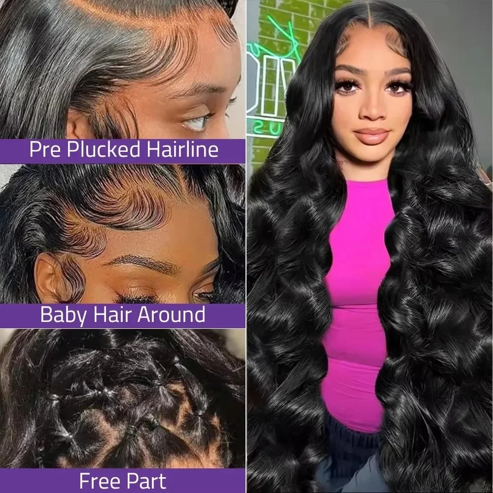 Body Wave Wig Human Hair Black Long Glueless Frontal 13x6 Hd 360 Full Lace Human Hair Wigs For Women