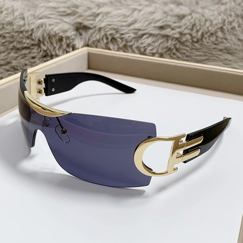 Luxury Brand Sunglasses - Large Frameless Y2K Outdoor Sports Shades - Futuristic Tech-Style Fashion Personality - 2025 New