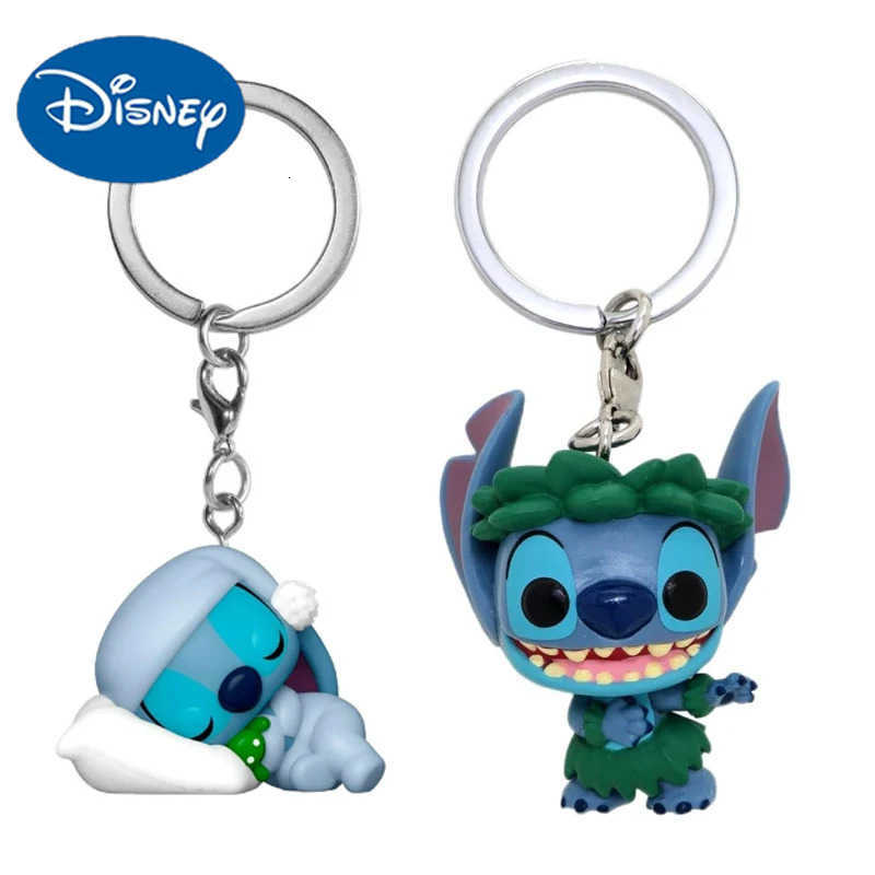 Disney NEW Sleeping Stitch Hula Pocket Keychain Vinyl Action Figure Collection Model Cute Doll Toy Gift H251127