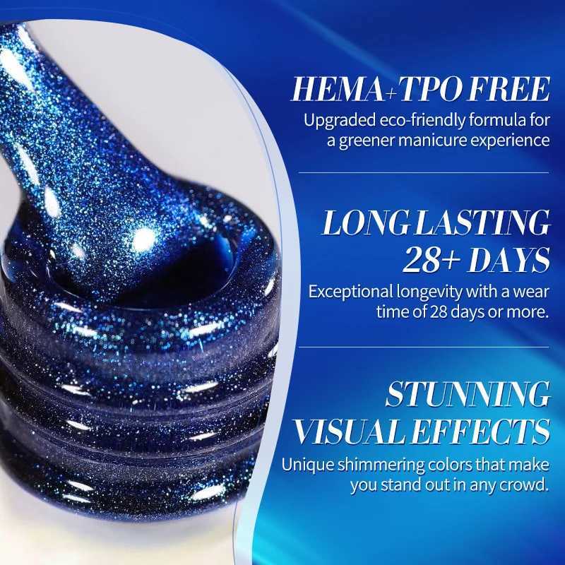 BORN PRETTY HEMA TPO FREE 10ml Rhine Lake Blue Cat Magnetic Gel Dark Blue Glitter Soak Off UV Gel Nail Art Varnish ManicureT251127