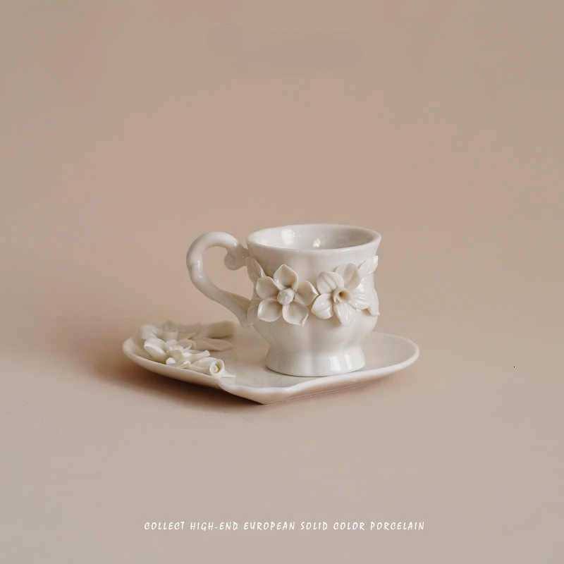 Ceramic Coffee Mug Three-Dimensional Floral Cups and Saucers Hand-Pinched Mug Dessert Bowl Latte Milk Latte Milk Cute Cup C251127