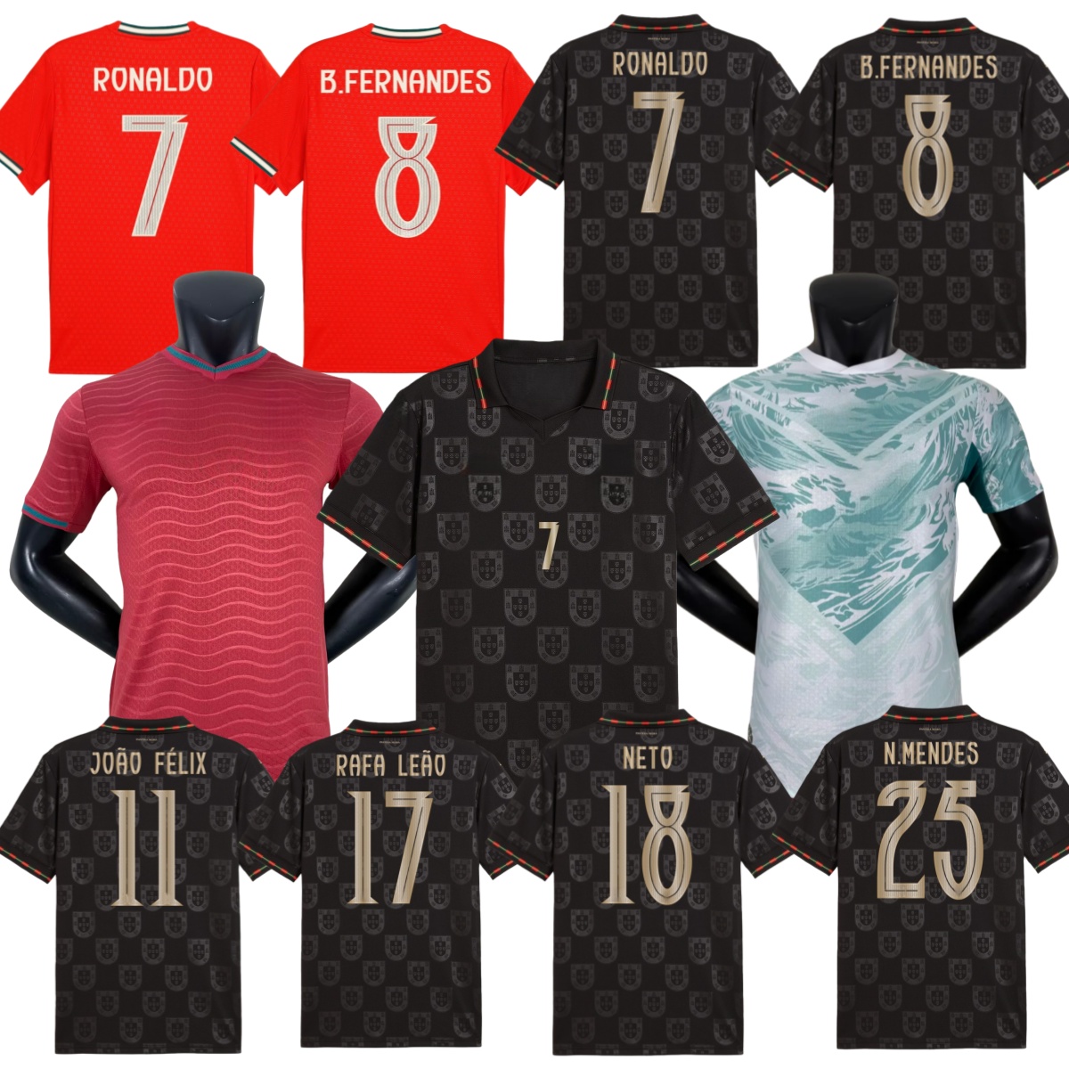 2026 Soccer Portuguesa RoNalDo Jerseys JOAO FELIX BERNARDO B. FERNANDES PEPE 2026 Portugal Football Shirt Team Men Kids Kit