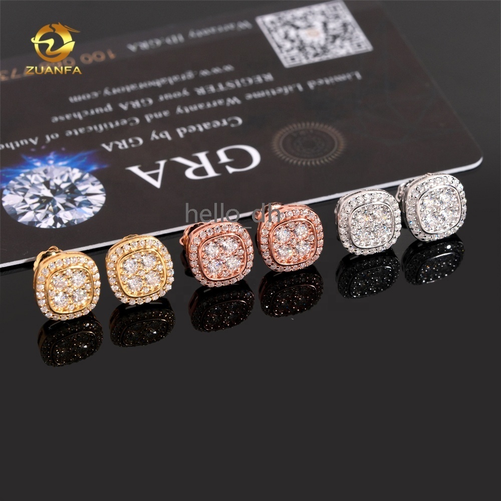 Pass Diamond Tester Hip Hop Iced Out Jewelry Fashion 925 Silver Moissanite Earrings for Men