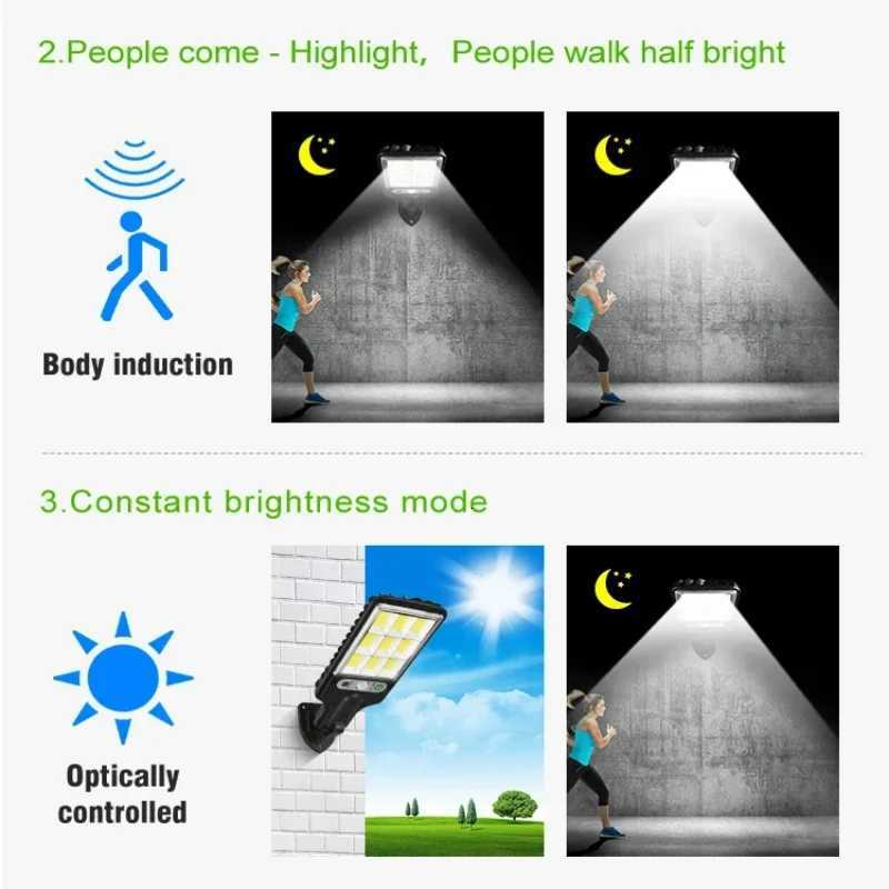 400000LM Solar LED Lights Outdoor With 3 Mode Waterproof Motion Sensor Security Lighting Wall Street Lamp for Garden Patio PathM251127