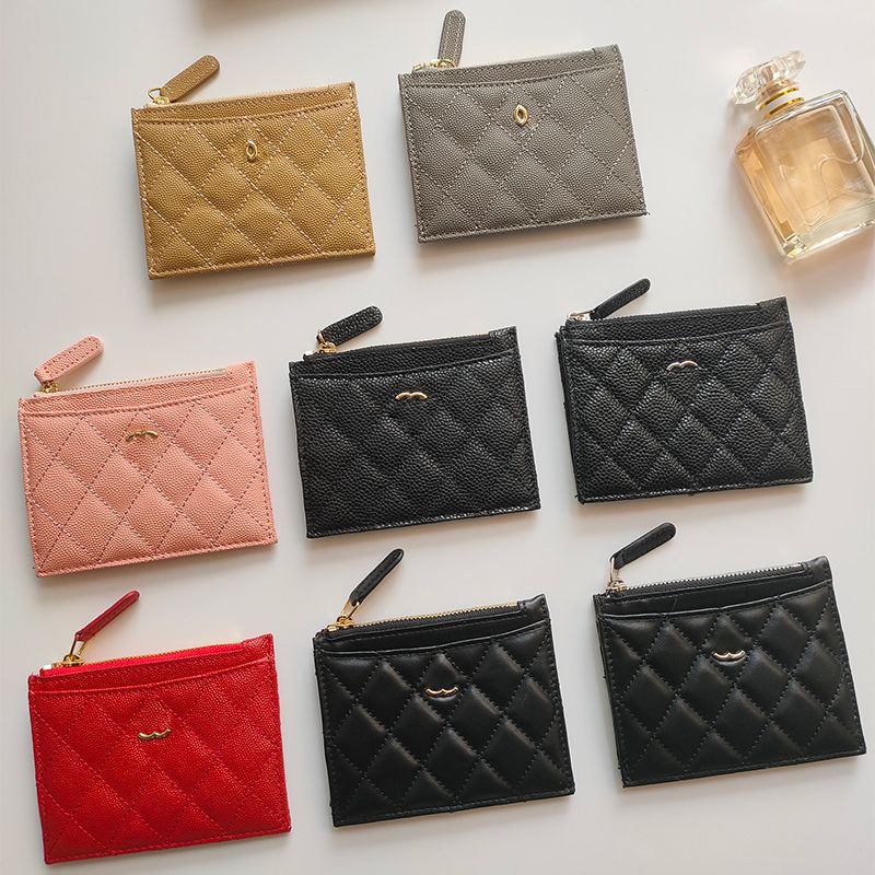 Top quality Designer wallet Classic Sheepskin Chain Bag Full Leather Lipstick Bag Coin bag Caviar Cowskin leather wallet for women short wallet 11*7cm Come with box